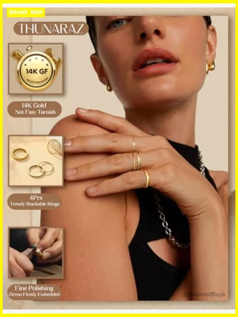 Stackable Thin Gold Filled Rings Set 4pcs 1-5mm Stacking Band